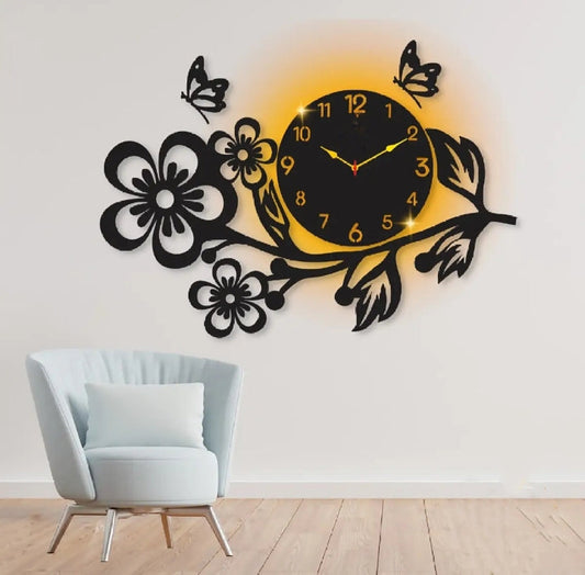 FLOWERS Wall Clock With Light